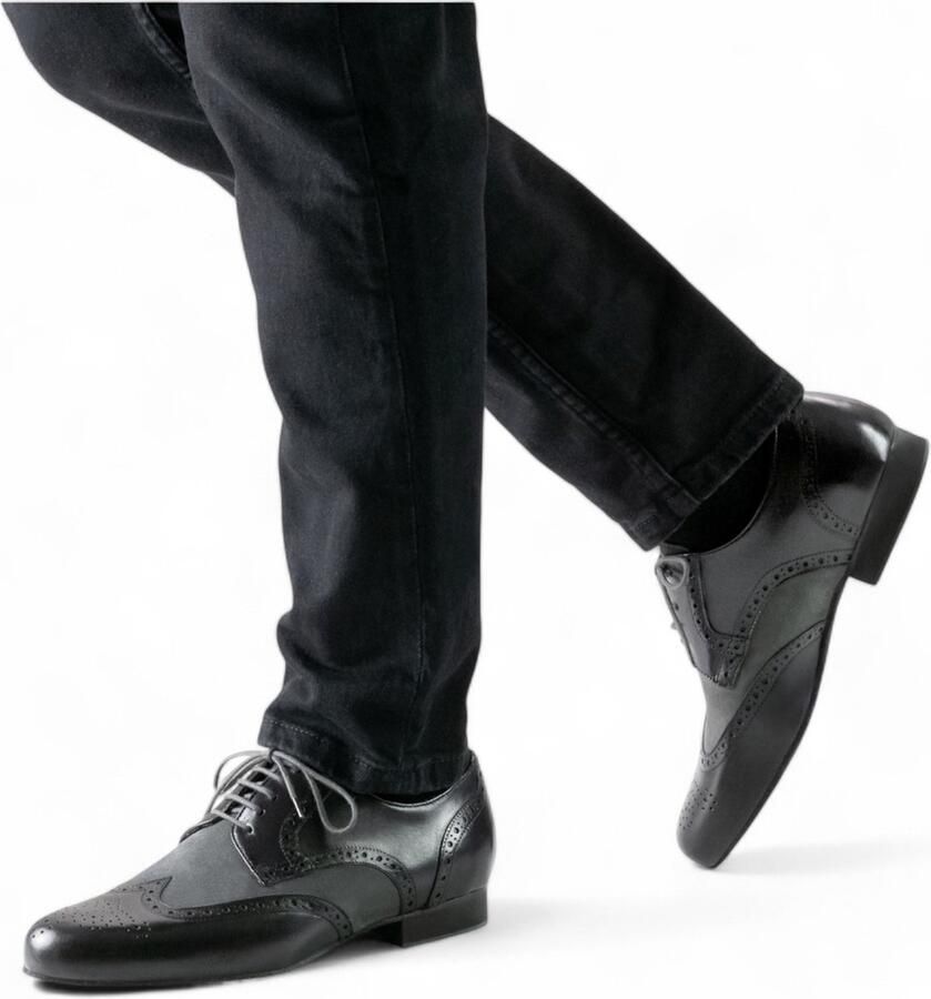 Werner Kern 28023 Udine Heren Dansschoenen Ballroom Latin Salsa Zwart Grijs Nubuck en Nappa Leer Werner Kern Zwart grijs