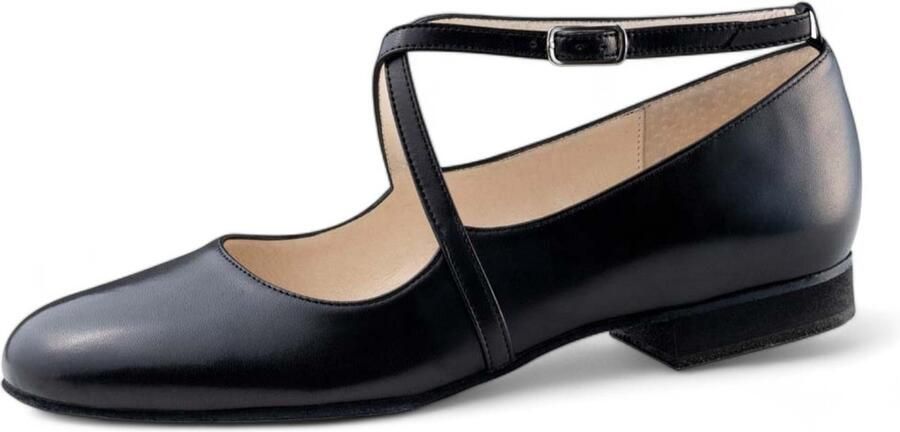 Werner Kern Fanny Comfortabele Ballroom Dansschoenen voor Dames Platte dansschoenen Suède zool hakhoogte Dansschoenen gekruiste bandjes Klassieke uitstraling Ballroom Latin Salsa Swing Werner Kern Zwart