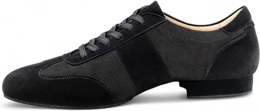 Werner Kern Heren dansschoenen Ragusa Ballroom & Latin Platte splitzool van suède Ademend kalfsleer Ademend geperforeerde Suede Latin Trainingsschoenen Salsa Ballroom Zwart