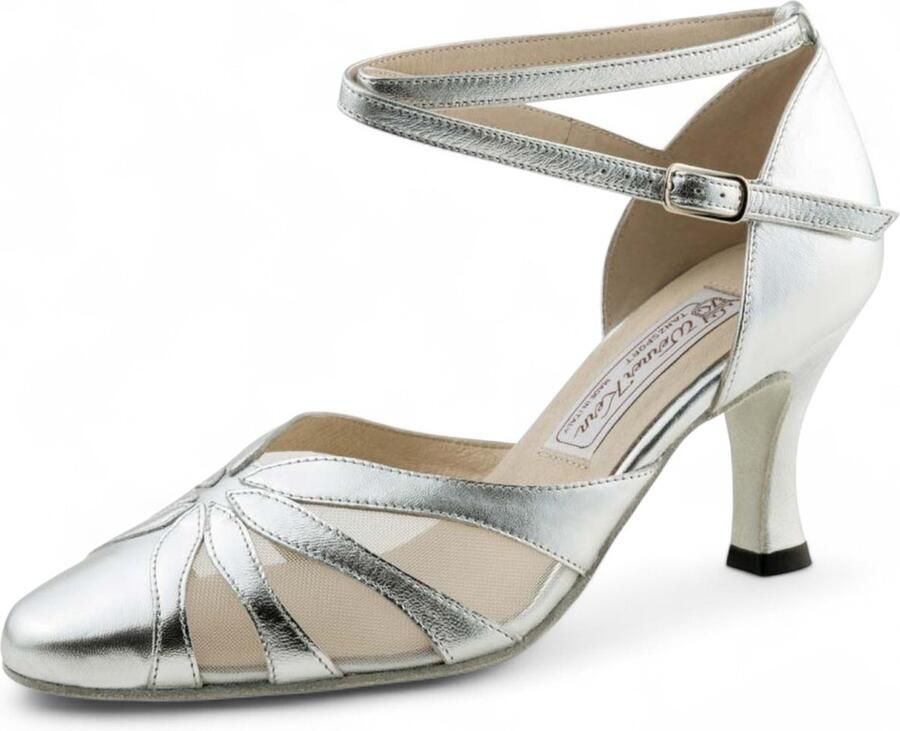 Werner Kern Linda Dames Dansschoenen met gesloten puntvormige neus Kruisbandje Zilveren Dames Dnsschoenen Hoge hak Ballroom Salsa Tango Social Werner Kern Zilver - Foto 1
