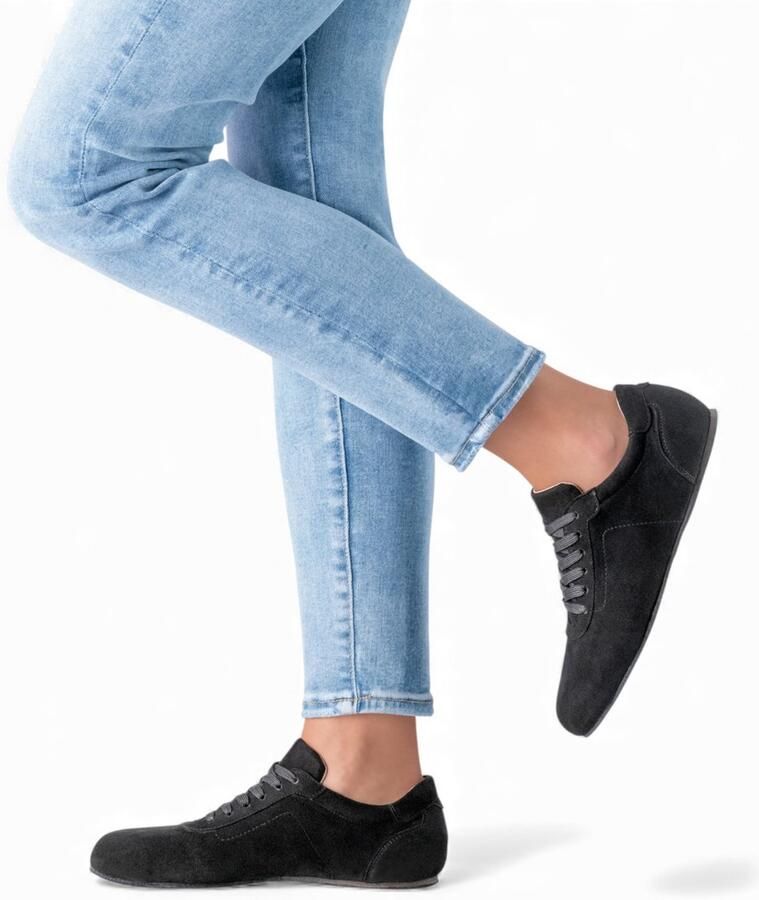 Werner Kern Madison Velour Zwart De Barefoot Dansschoen voor dames Zacht en flexibel Brede teenbox Zonder drukpunten Hoog draagcomfort Suede Lederen buitenzool Blotevoetenschoenen KRN20838 Zwart