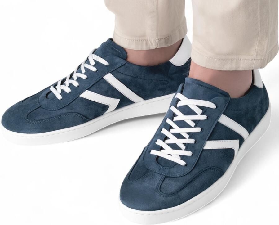 Salerno Donkerblauwe heren danssneakers Suede PU zool Geïntegreerde draaipunten Hoog draagcomfort Licht en flexibel Hoogwaardige lederen voering Uitneembare binnenzool Salsa Latin Bachata Werner Kern Donkerblauw