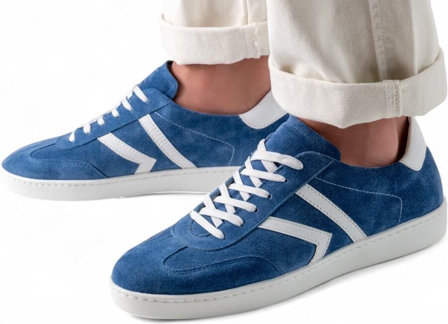 Werner Kern Salerno heren latin danssneakers Jeansblauw suède Lichte PU zool Geïntegreerde draaipunten Dansen op iedere ondergrond binnen en buiten Uitneembare binnenzool Maximaal comfort Salsa Latin Bachata Lichtblauw