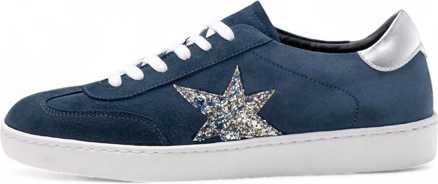 Werner Kern Zelda Danssneaker Dames Blauw Suede & Zilver Ultralicht PU Buitenzool met Draaipunten (Indoor Outdoor) Uitneembare Zool Handgemaakt Italië Social Dancing West Coast Swing Training Blauw