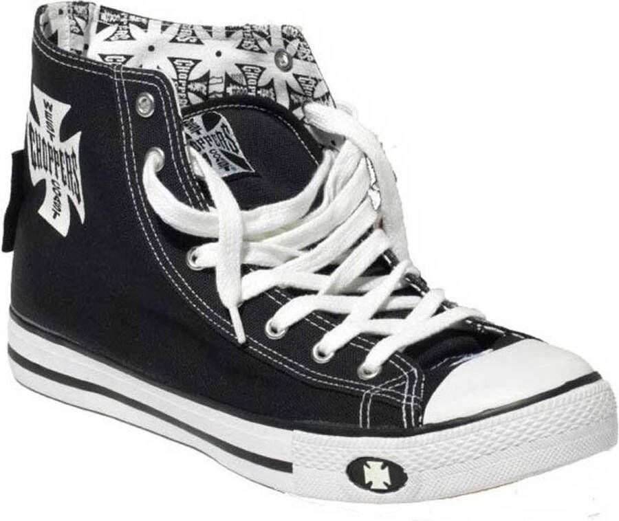 West coast choppers Iron Cross Hoge sneakers zwart-wit Katoen