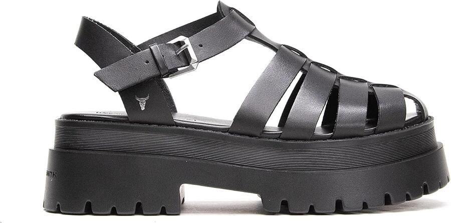 Windsor Smith Twitch Dames Sandalen Zwart Leer Platform Hak