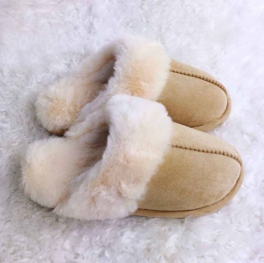 Without lemon Cozy Pantoffels Pluche Sloffen Slippers Warm Zacht Comfort Indoor Winter Beige