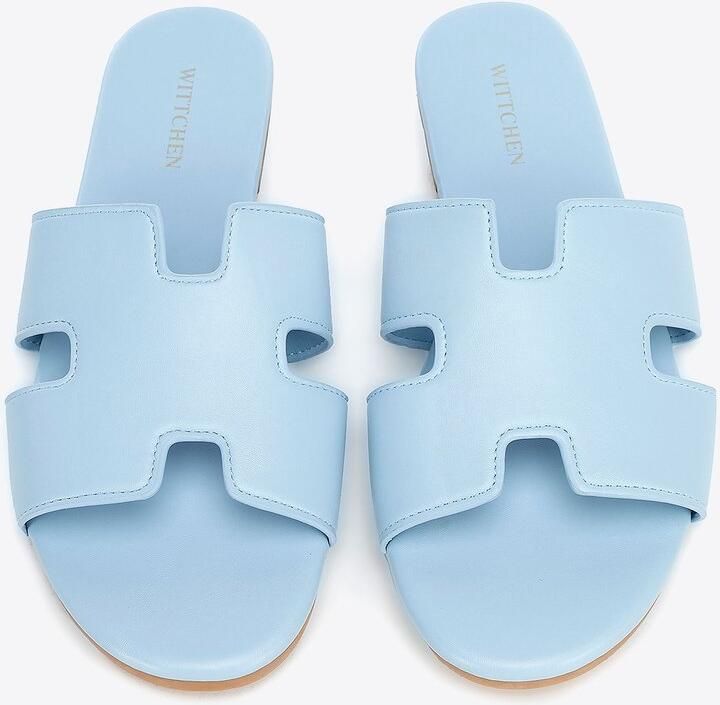 WITTCHEN Dames Flip-Flops Blauw Eco-leer H-vormige Uitsparing