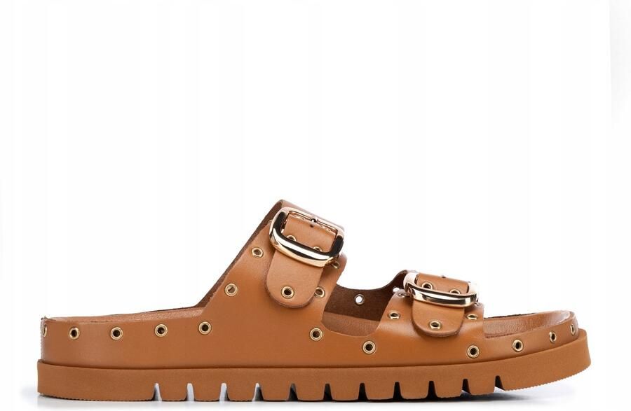 WITTCHEN Dames Klompen Leer Bruin Elegante Platform Schoenen