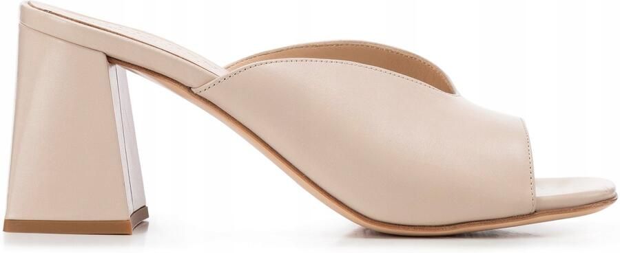 WITTCHEN Dames leren muilezels met blokhak beige