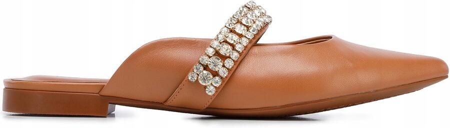 WITTCHEN Dames Leren Slippers Bruin met Kristallen