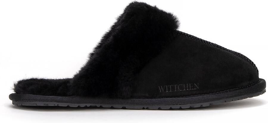 WITTCHEN Dames pantoffels zwart suède met wol