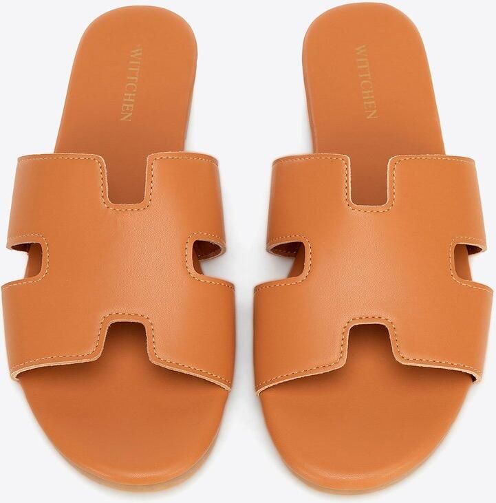 WITTCHEN Dames Flip-Flops Eco-leer H-vorm Uitsnijding Bruin