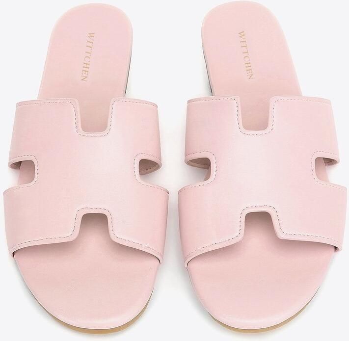 WITTCHEN Dames Teenslippers Roze Geometrische H uitsparing Eco-leer