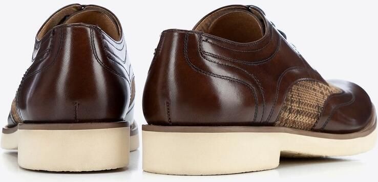 WITTCHEN Derby Schoenen Leer en Textiel Bruin en Beige Amandelvormige Neus