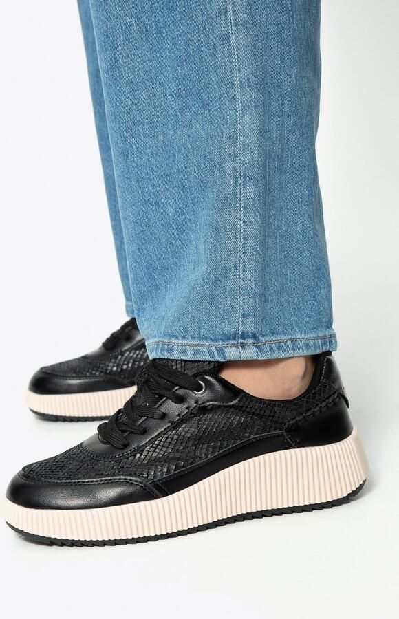 WITTCHEN Eco-leer Dames Sneakers Geometrische Stiksels Zwart Modern Design