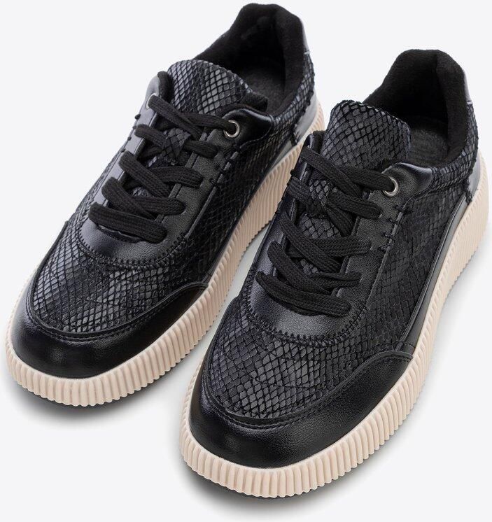 WITTCHEN Eco-leer Sneakers Geometrische Stiksels Zwarte Dames Shiny Accenten