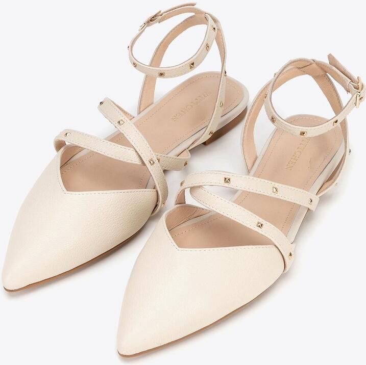 WITTCHEN Leren Ballerina's Beige Puntige Neus Open Hiel