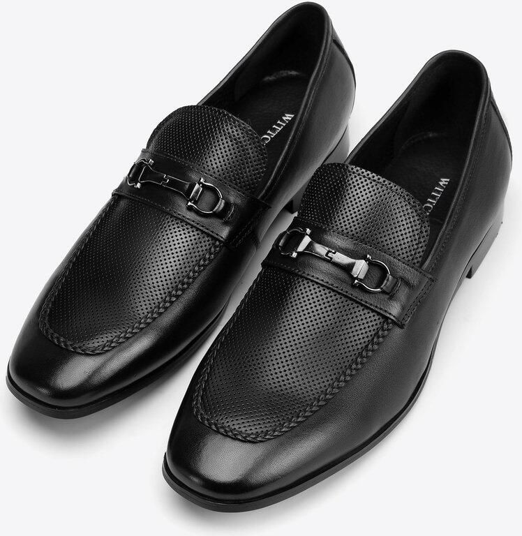 WITTCHEN Leren Loafers Gespsluiting Zwarte Natuurlijke Leder