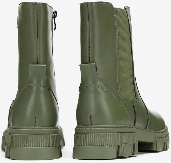 WITTCHEN Platform Leren Enkellaarzen Groen Ritssluiting Gevoerde Inlegzool