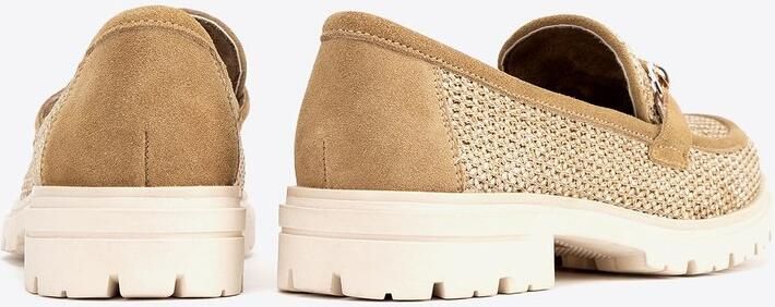 WITTCHEN Raffia en Suede Loafers Beige Platform Decoratieve Gesp