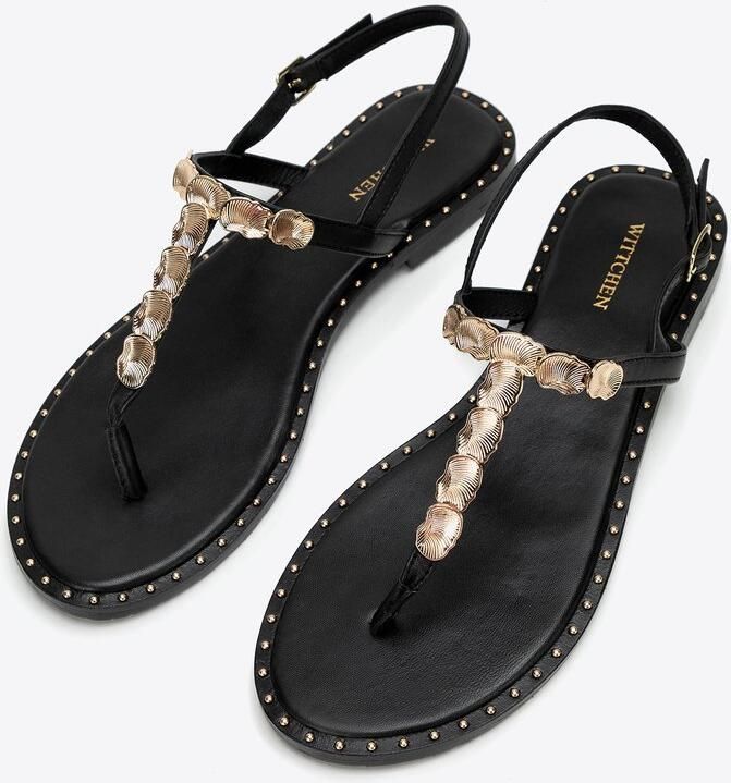 WITTCHEN Sandalen van natuurlijk leer Zwarte Decoratie Comfortabele Zool