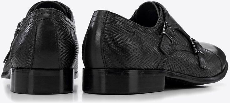 WITTCHEN Serie Dubbele Monk Leren Schoenen Zwart Volnerfleer