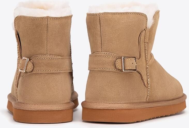 WITTCHEN Dames Suède Enkellaarzen Bruin Gesp Wol Gevoerd