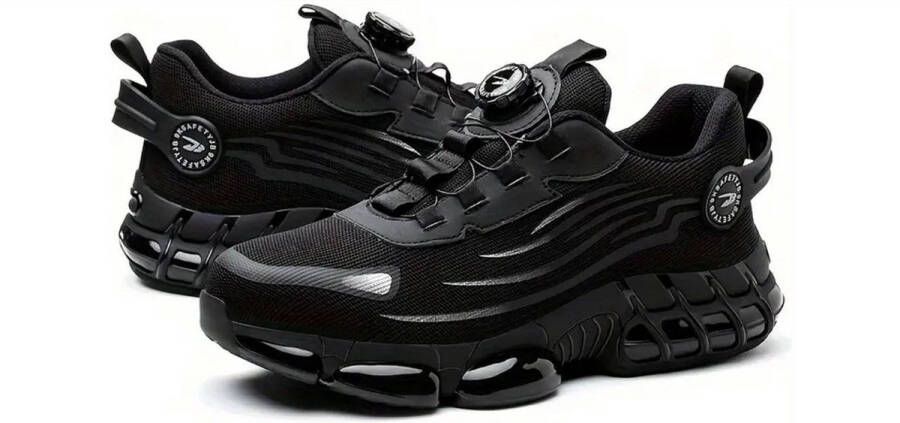 WNHB Veiligheidschoenen Heren Stalen Neus & Antiperforatie Zool Ademend & Antislip Veterschoenen met Draaibare Gesp