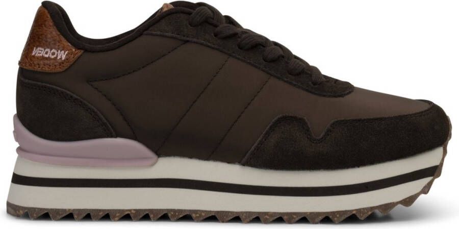 Woden Nora III Leren Plateau Sneaker Brown Dames