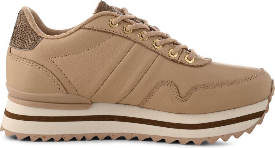 Woden Nora III volle lederen plateau sneakers Beige Dames