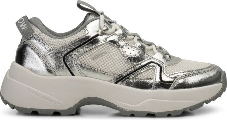 Woden Metallic Sneakers met Visleer Details Gray Dames
