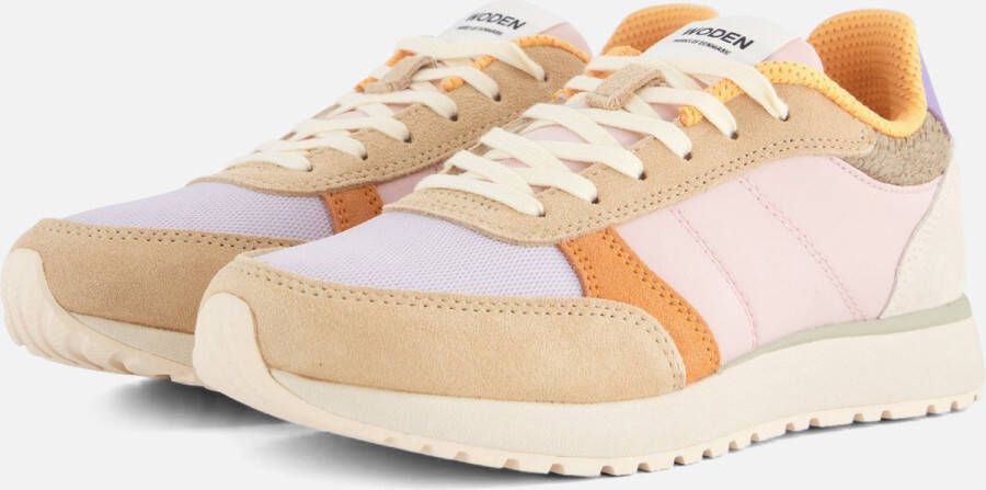 Woden Innovatieve Color-Blocked Sneakers met visleren details Beige Dames
