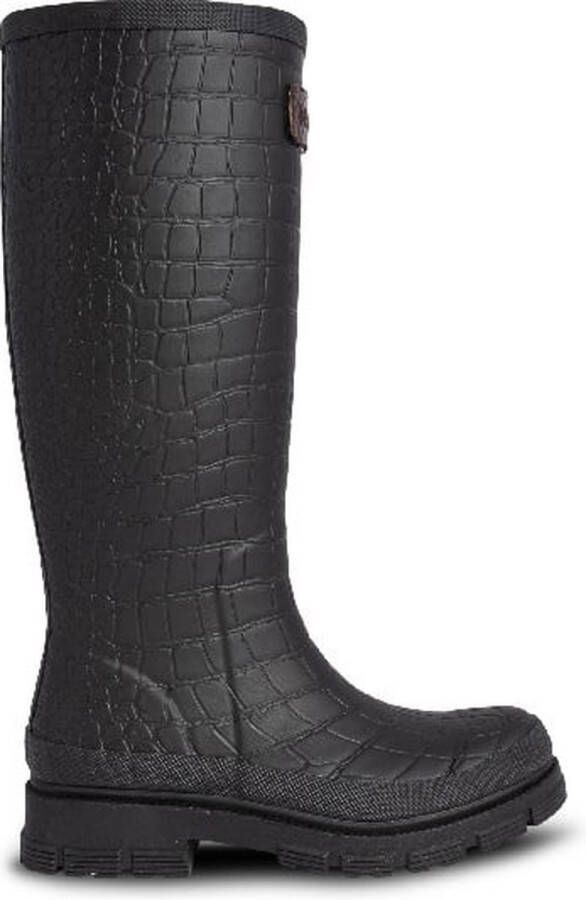 Woden Waterdichte Krokodillenprint Regenlaars Black Dames
