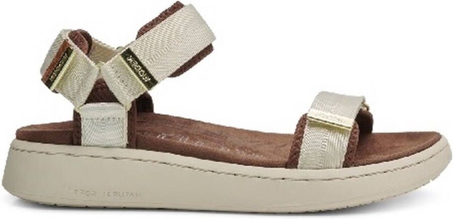 Woden Stijlvolle en comfortabele Line sandaal met verstelbare bandjes en leren details Beige Dames - Foto 3