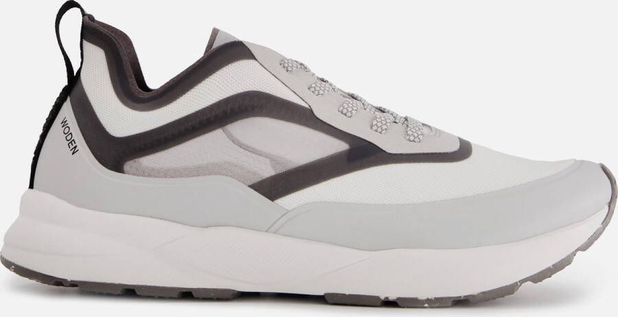 Woden Transparante Sportieve Sneaker met Gerecycled Textiel en Leren Details Gray Heren