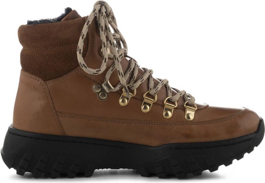 Woden Leren Veterschoenen met Iris Track Brown Dames