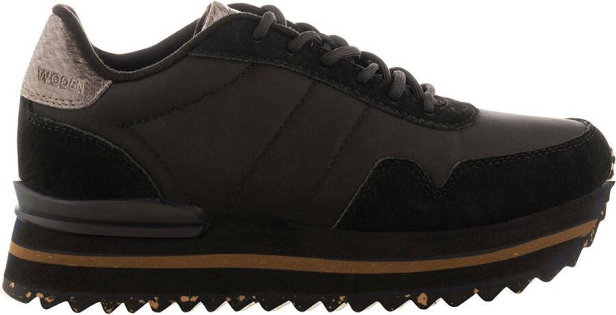 Woden Dames schoenen Nora III Leather Plateau Zwart