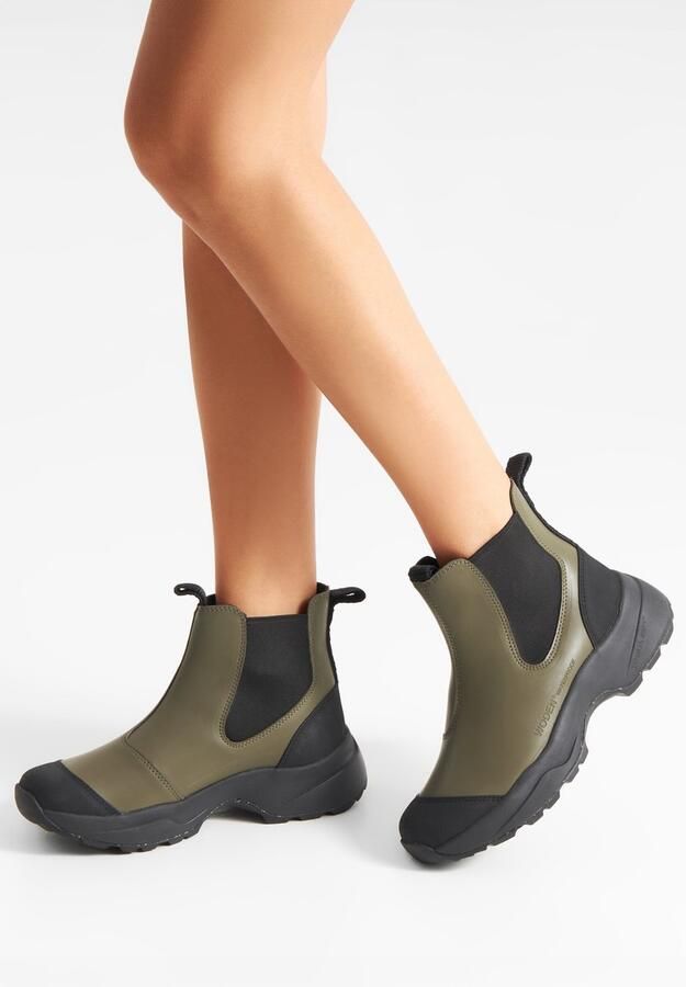 WODEN Chelsea boots 'Siri' kaki zwart