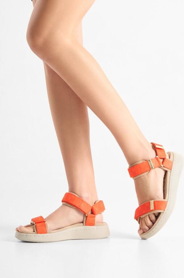 Woden Line Woven Sandalen Oranje Vrouw