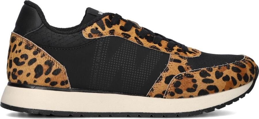 Woden Ronja Cowhair leren sneakers zwart panter
