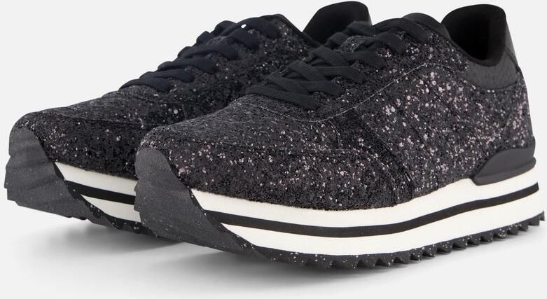 Woden Ronja Glitter Plateau Sneakers zwart