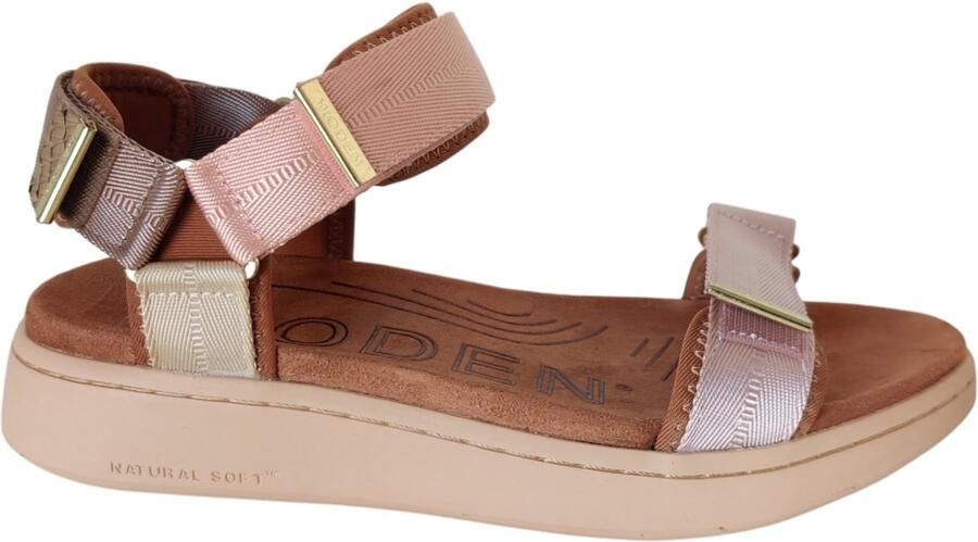 Woden Dames Platte sandalen Line Roze Textiel Plateauzool - Foto 6