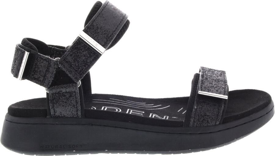 Woden Glitter Line Sandaal Zwart Modern Comfort