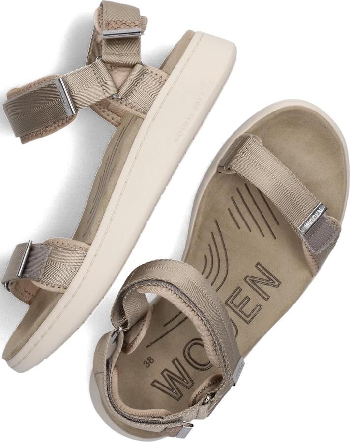 Woden Comfortabele Textielsandaal met Leren Details Gray Dames - Foto 3