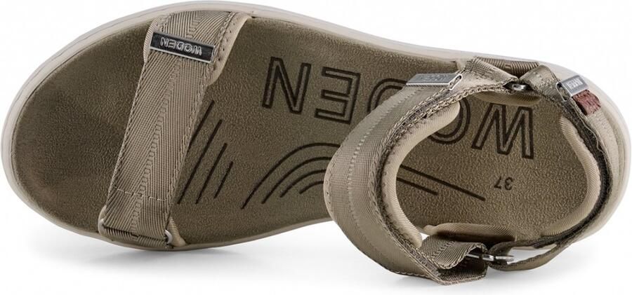 Woden Comfortabele Textielsandaal met Leren Details Gray Dames - Foto 12