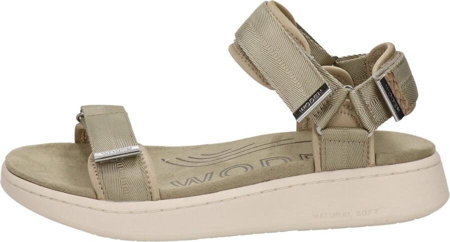 Woden Comfortabele Textielsandaal met Leren Details Gray Dames - Foto 8