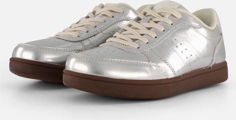 Woden Zilver Metallic Leren Sneaker Gray Heren