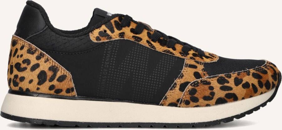 Woden Ronja Cowhair leren sneakers zwart panter