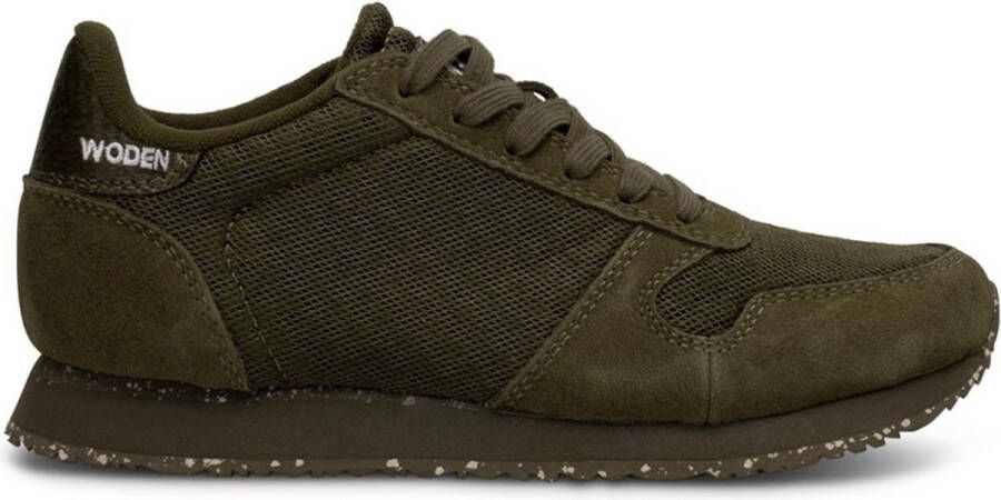 Woden Klassieke Suede Mesh Sneaker Green Dames